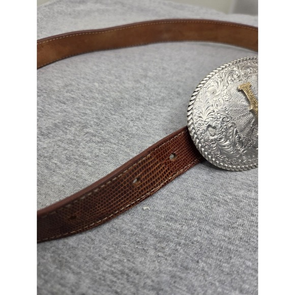 Vintage Crumrine El Arturo Initial L Buckle Lizard Leather Belt Women\'s Sz 32 main image 11